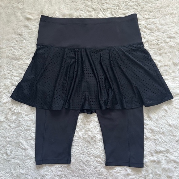 Athleta Skirt A Game 2 In 1 Crop Tight Skort Skirted Leggings Athletic Black 1X - Picture 2 of 12